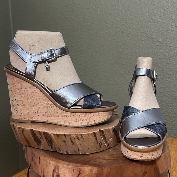 COACH CROSS BAND HIGH WEDGE SANDAL - Picture 2 of 16